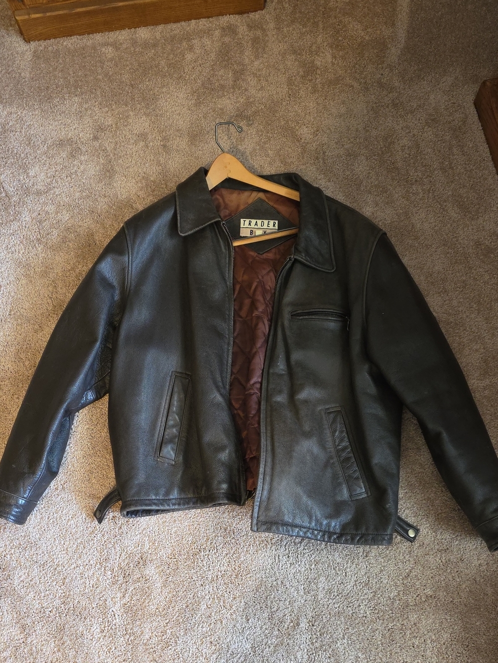 Trader Bay Black Bomber Jacket with Brown Lining